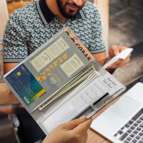 Miniatura 181 de CoBak - Libreta para mesero, organizador con bolsillo con cierre, para personal de restaurantes, 5 bolsillos grandes, con portabolígrafo, verde