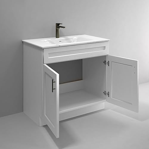 Miniatura 2 de La Royal Mueble de baño con base de coctelera blanca lista para montar, 36 pulgadas de ancho