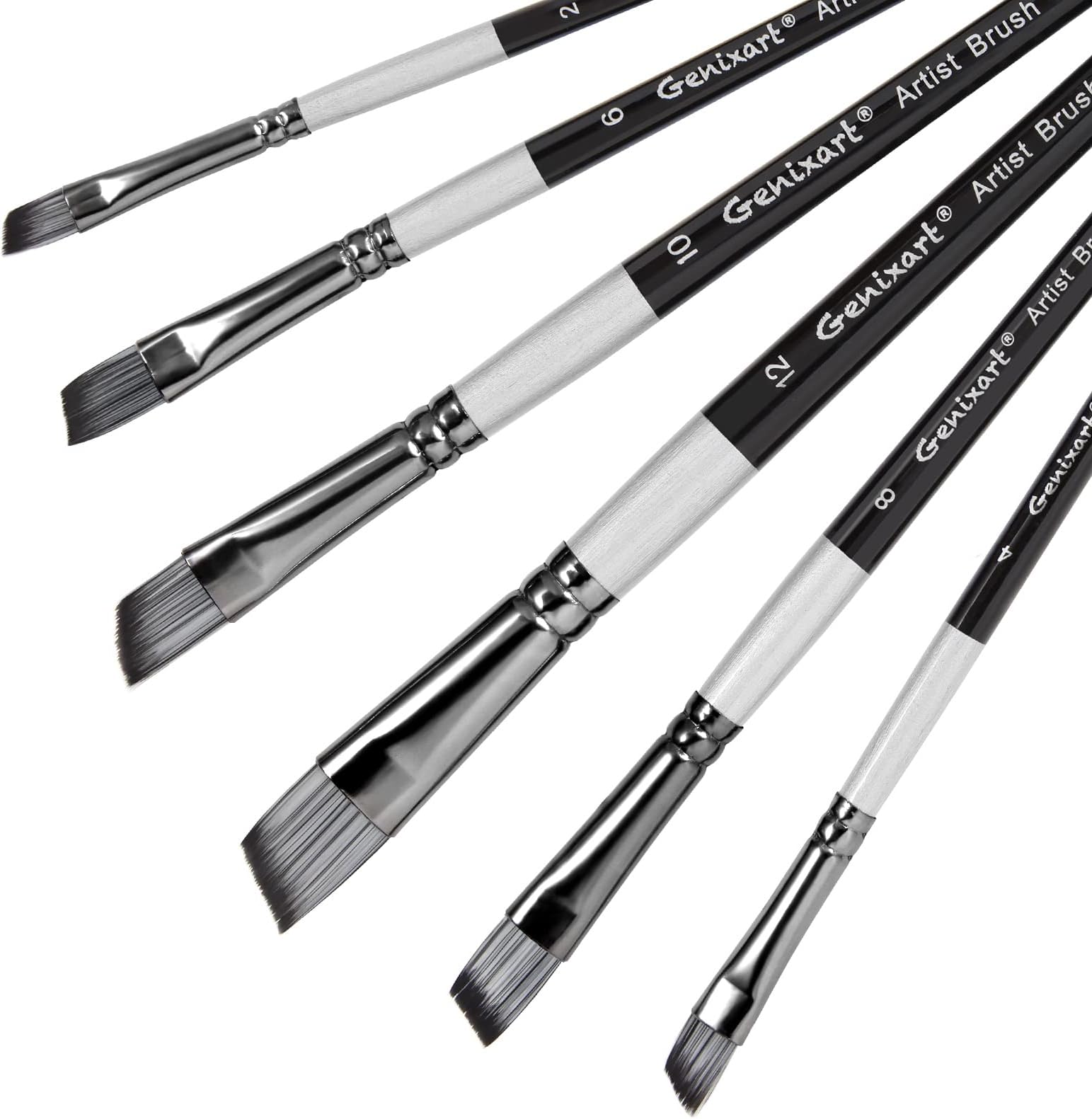 Angular Paint Brushes Set, 9 Pcs Angled Paintbrushes Long Handle for Acrylic Oil