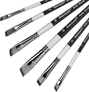 Angular Paint Brushes Set, 6 Pcs Angled Paintbrushes for Acrylic Oil Watercolor Gouache Painting, Premium Nylon Hair Angle...