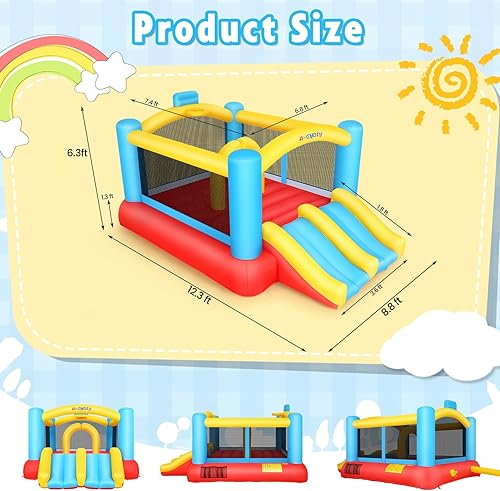 Miniatura 5 de AKEYDIY Castillo inflable para interiores y exteriores con soplador, castillo de salto con doble tobogán, castillo inflable duradero para patio