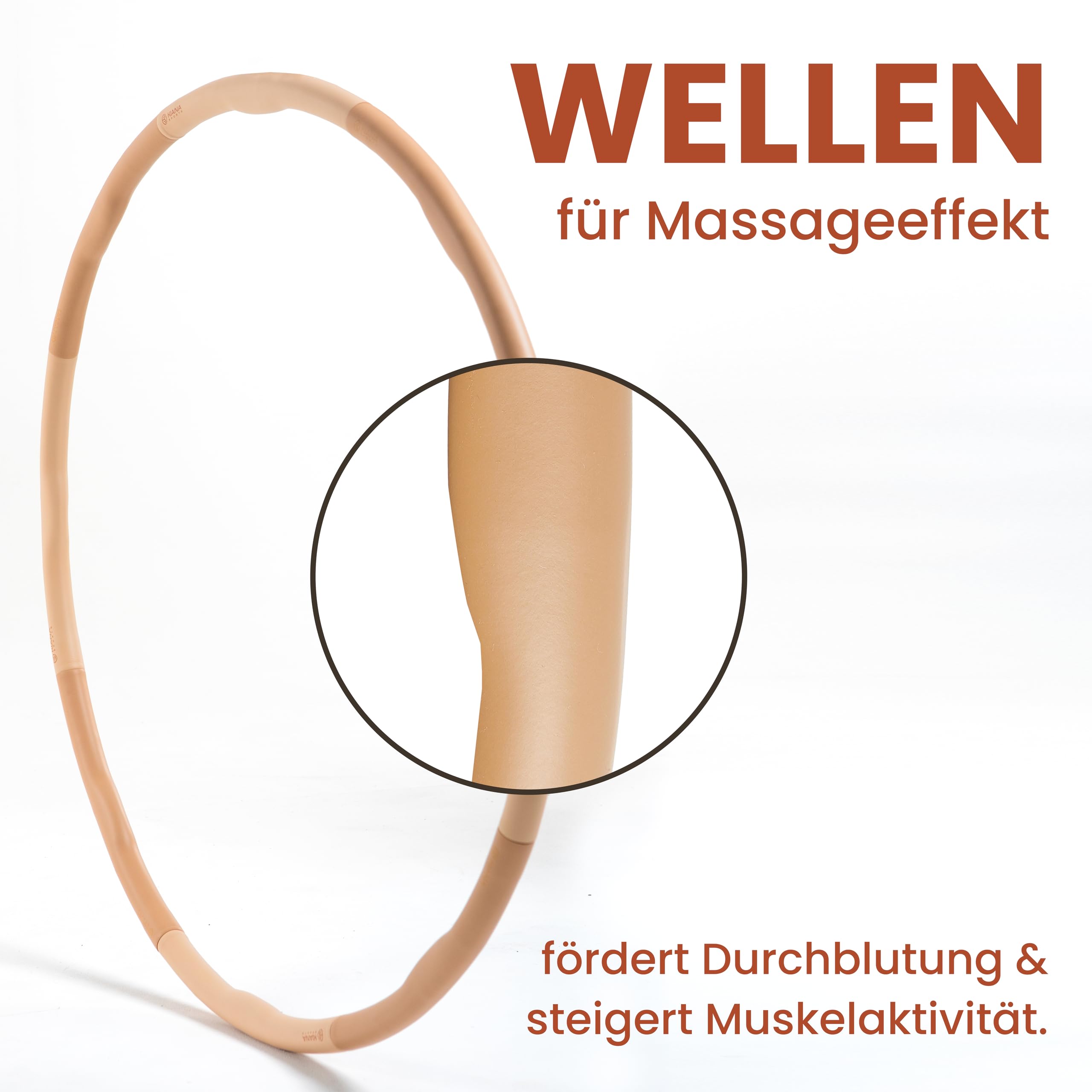 KIANA SPORTS Hula Hoop Reifen Erwachsene [1,2 kg] - Stabiler Hoola Hoop aus Deutscher Entwicklung - Fitnessreifen zum Abnehmen - Gymnastikreifen mit Wellen inkl. Tasche und Übungsplan