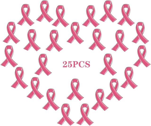 Cancer Gifts for Women, 25pcs Pink Ribbon Pin Enamel Jewelry Pin Faith Strength Hope Pins Breast Cancer Awareness Lapel Pins for Charity Public and Social Event