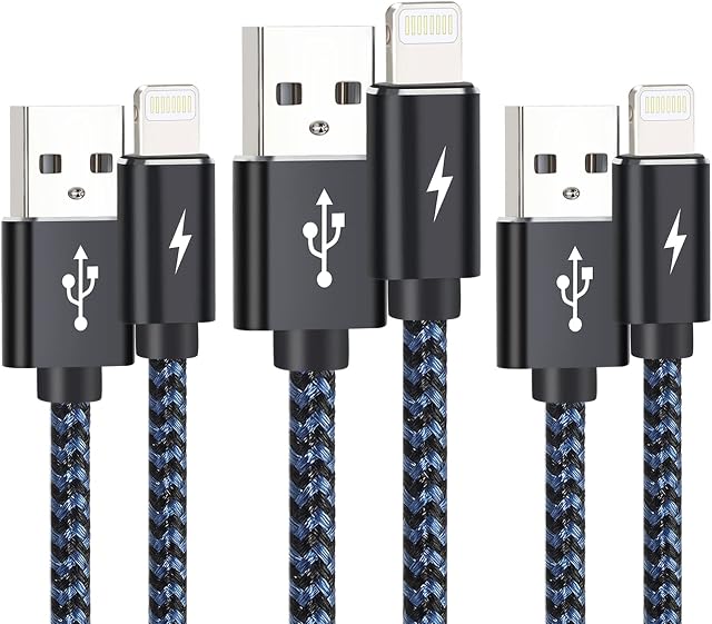 iPhone Charger Cable [3Pack 1M 1M 2M] Lightning Cable Braided iPhone USB Fast Charging Cable Compatible with iPhone 12/11 /XS/XSMax/XR/X /8/8 Plus /7 /7Plus /6s /6 /6Plus /5S /5 and More