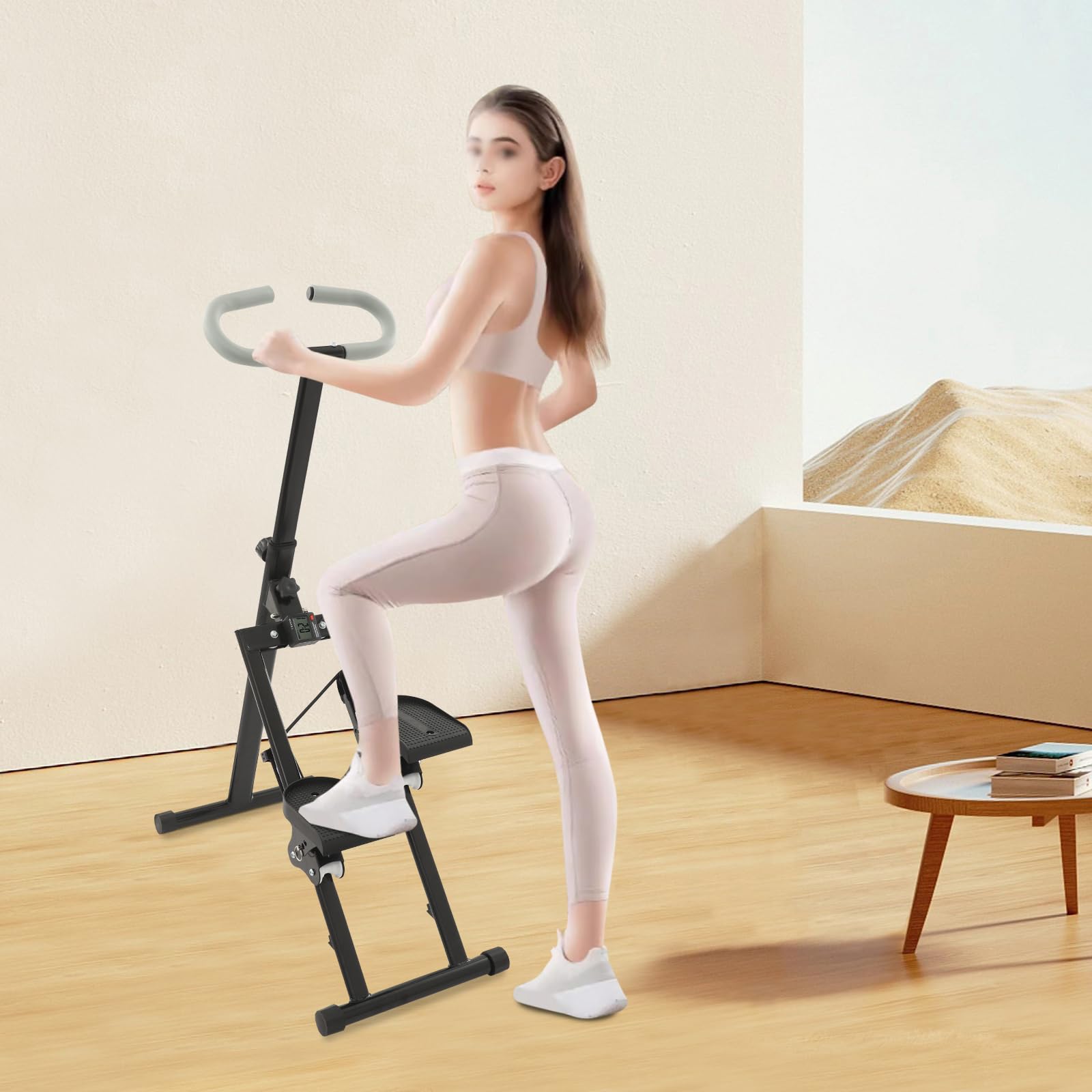 Steppers składany przenośny Sunny Health Fitness Stair do wspinania schodów z kierownicą, trening domowy, siłownia, sprzęt fitness, do domu, na siłownię, ochrona stawów, trening cardio, ruch