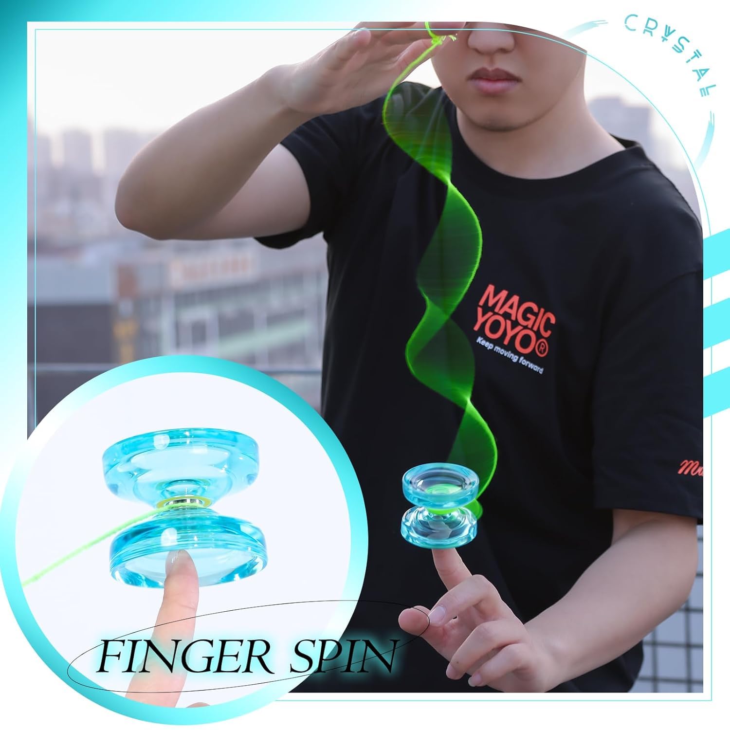 The Autostory Magic Yoyo K2 Plus Crystal Green – Dual Purpose Responsive & Unresponsive Yoyo for Beginners & Pros, Includes KK Bearing, Removal Tool, Bag & 12 Strings – Yo-yo Set for Kids & Adults - Image 2 thumbnail