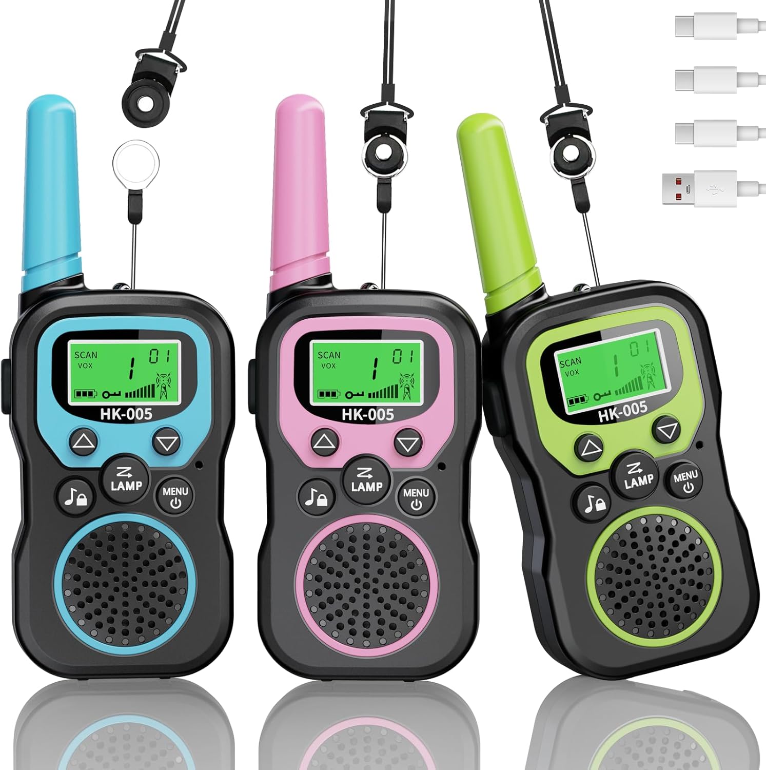 Rechargeable Walkie Talkies for Kids 3 Pack, Long Range Kids Walkie Talkies 22CH VOX Flashlight for Outdoor Camping Hiking, 2 Way Radio Toy Birthday Xmas Gifts for 3-12 Years Old Girls Boys