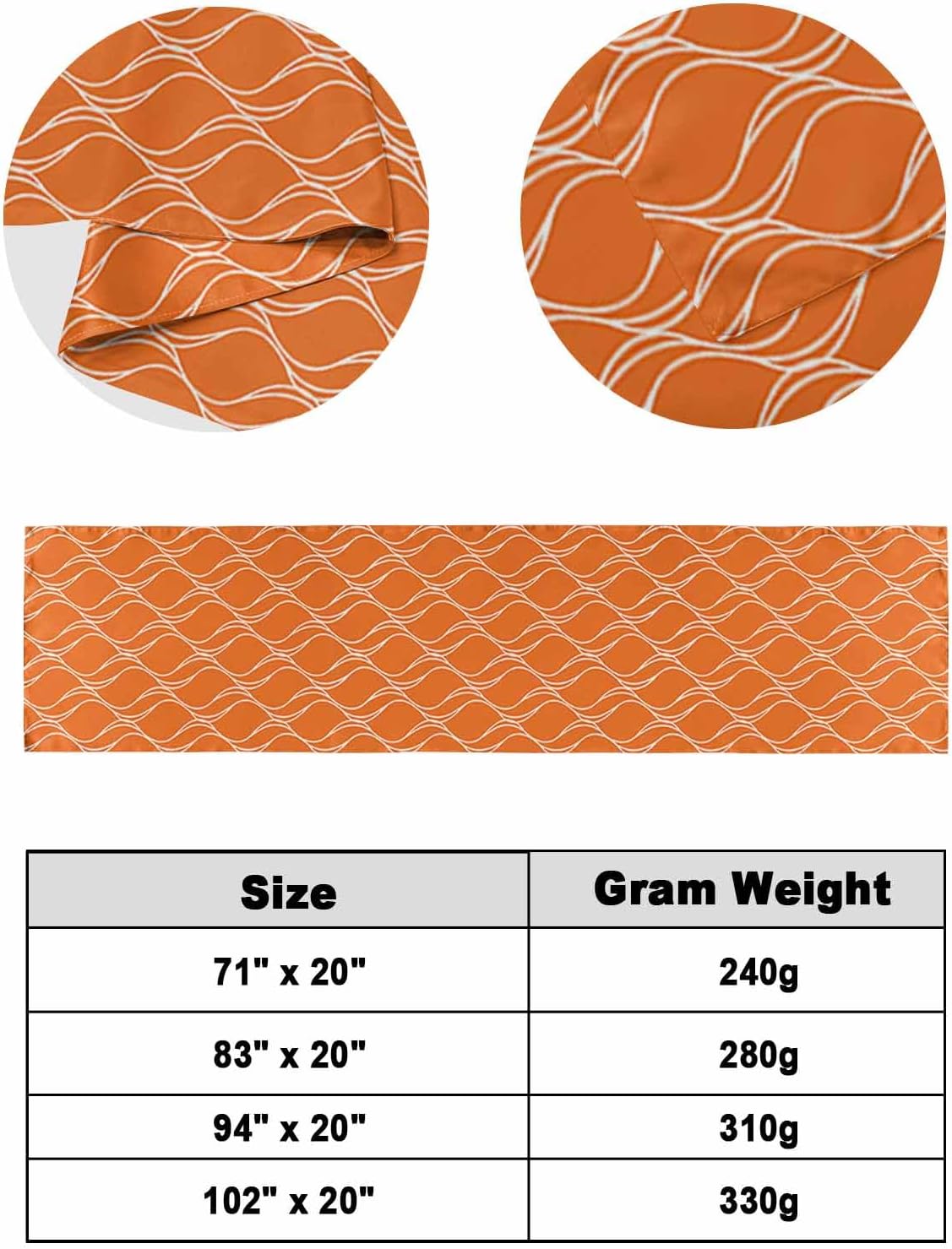 Orange Stripes Bed Runner Scarf King Size, Simple Geometric Modern Monochrome Luxury Bed Throw Runners & Scarves for Twin Full Queen King Foot of Bed, Bedroom Hotel Wedding Room Decoration, 94"x20"