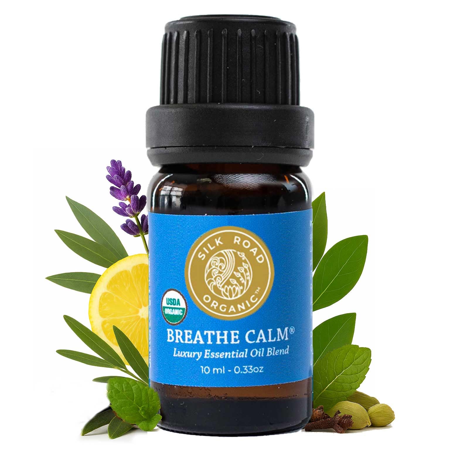 Silk Road Organic Breathe Calm Essential Oil Breathe Easy Blend for Cold, Cough, Congestion, Sinus & Allergy Relief – USDA Certified Aromatherapy undiluted 10 ml Dropper
