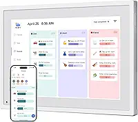 Calendário digital com tela sensível ao toque de 25,4 cm, calendário eletrônico para agenda semanal/diária, calendário inteligente para organização doméstica, suporte de mesa e controle de aplicativos
