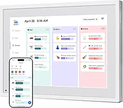 Calendário digital com tela sensível ao toque de 25,4 cm, calendário eletrônico para agenda semanal/diária, calendário inteligente para organização doméstica, suporte de mesa e controle de aplicativos