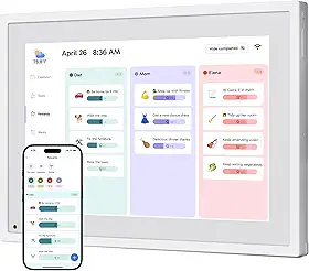 Calendário digital com tela sensível ao toque de 25,4 cm, calendário eletrônico para agenda semanal/diária, calendário inteligente para organização doméstica, suporte de mesa e controle de aplicativos