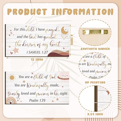 Miniatura 10 de Yookeer 2 piezas de decoración de pared de madera para guardería, decoración de habitación de bebé, decoración de habitación de guardería, arte de