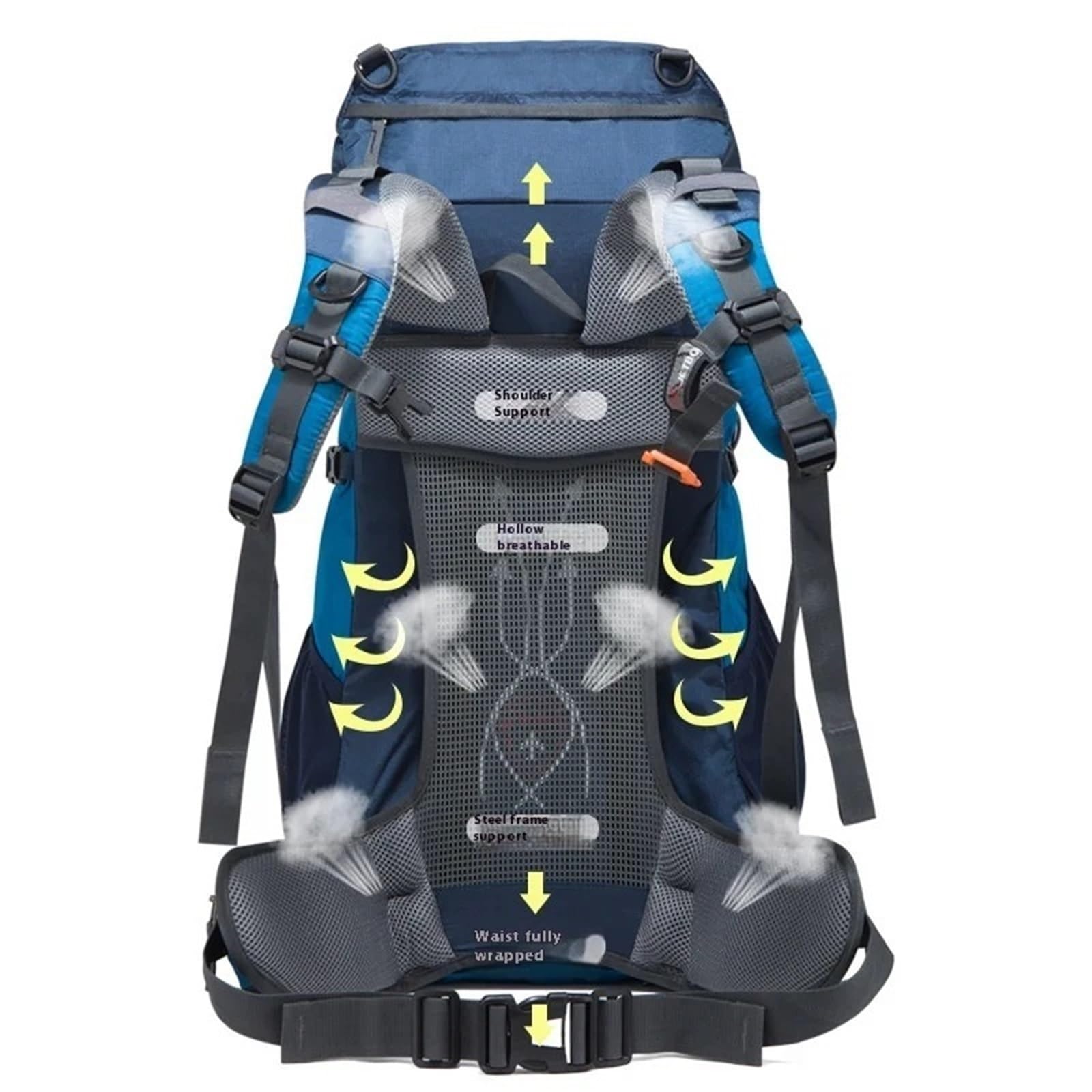 Zaino da outdoor Zaino da viaggio in nylon impermeabile con copertura antipioggia, for escursionismo, alpinismo, arrampicata, viaggi, uomo