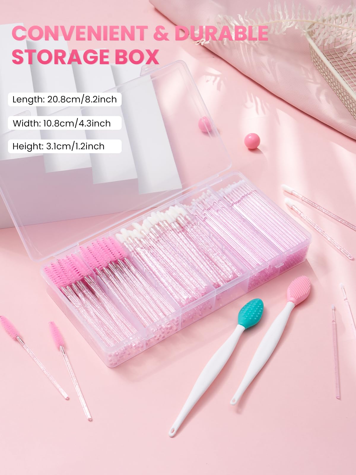 302PCS Jetables Cils/Lèvres/Brosses De Nettoyage: 100 Goupillon Cils-100 Goupillon Sourcil-100 Micro Applicateurs Brosses-2 Brosse à Gommage à Lèvres-D'extension De Cils Pour Le Maquillage Les Soins