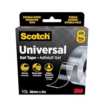 Scotch üniversal jel bant, 30 mm x 3 m, çift taraflı nano montaj bandı, şeffaf, su geçirmez, çıkarılabilir, 9 kg'a kadar taşıma kapasitesi, çok yönlü ve güçlü uygulamalar için