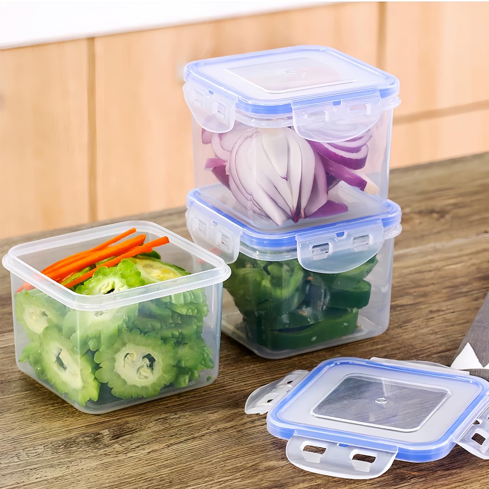Contenitori Ermetici per Alimenti, 6 Pezzi 800ML Plastica Contenitori Cucina Organizer per Dispensa, Credenza, Senza BPA, a Prova di Perdite (800ml-Quadrato)