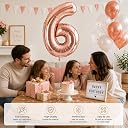Rozi Decoration 32" Inch Rose Gold 6 Number Foil Balloons | 6 Month Number Balloon | 6th Anniversary Decoration Items | Number 6 Balloon for Birthday Pack of 1 Pcs gallery image