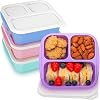 Lunchable Container, 4 Pack Bento Box For Kids, 3 Compartments Bento Snack Box Meal Prep Containers For Adults, Reusable Food Storage Containers Snack Containers for School, Work, Travel