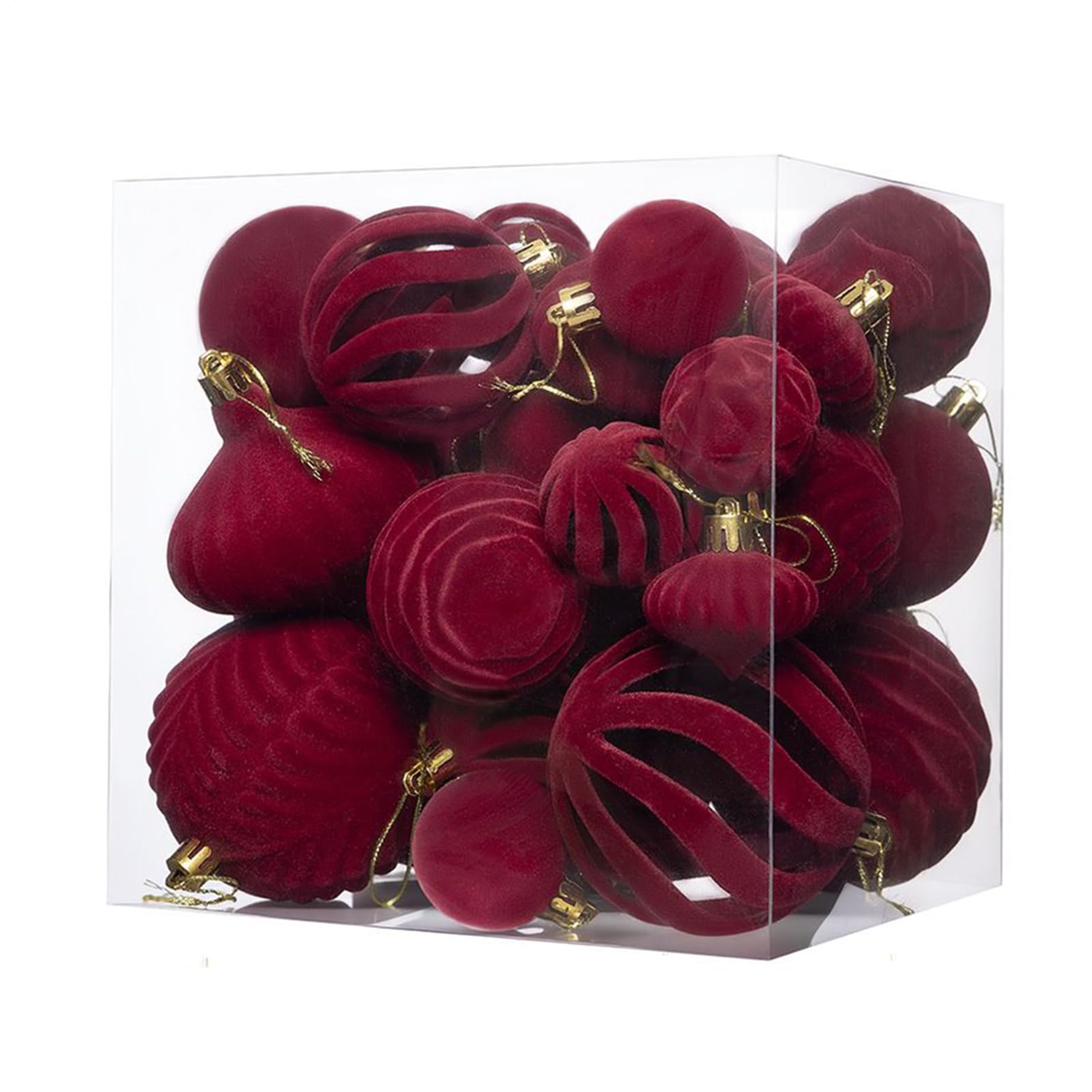 Décorations floquées en velours haut de gamme pour sapin chic