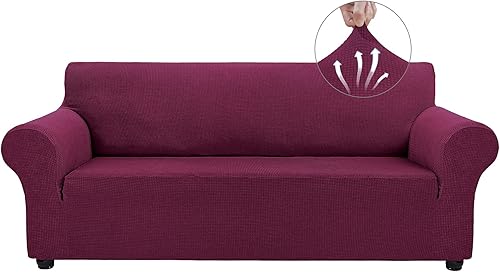 Vista 118 de Asnomy Couch Covers for 3 Cushion Couch Stretch Sofa Covers Slipcovers, Pet Protector Furniture Covers for Dogs Cats Spandex Jacquard Fabric Small