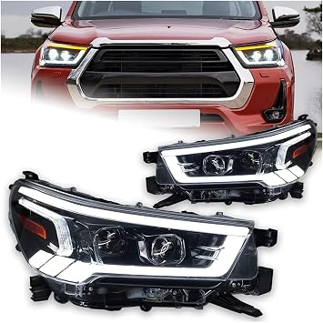 Compatible For Toyota Hilux Headlights 2021-2023 1 Pair Car Styling New Revo LED Headlight DRL Hid Head Lamp Angel Eye Bi Xenon Accessories
