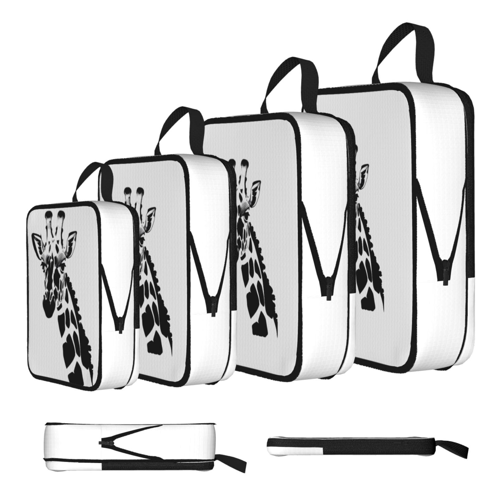 Sxzvvbn Black And White Giraffe Compression Packing Cubes 4 Piece Set