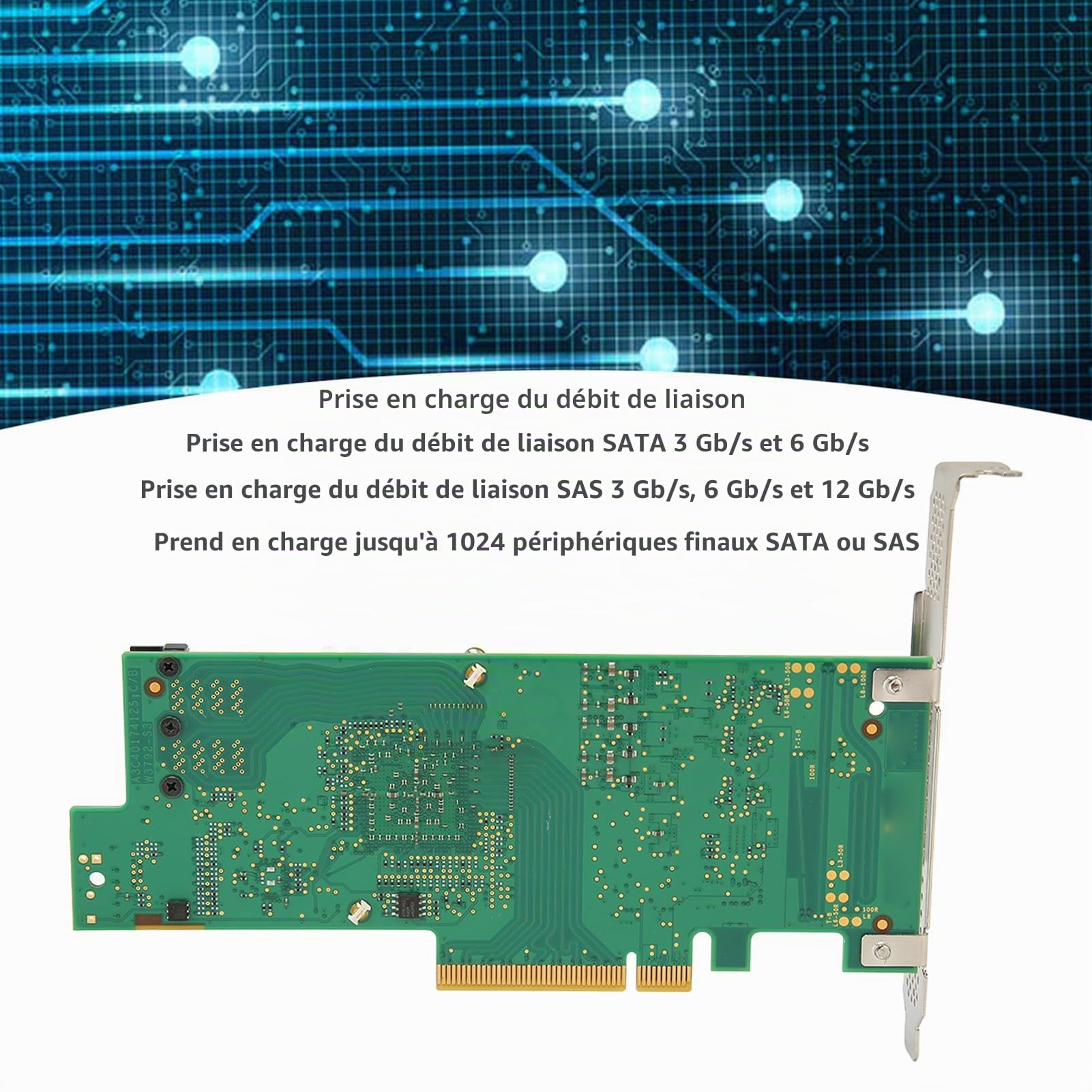 Carte Contrôleur Intelligente LSI SAS3008 Array Card 8 Port 12Gb S PCIE 3.0 SAS Raid Array Controller for SATA Terminal Device