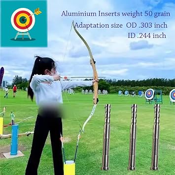 Arrow Inserts for .244 ID .303 OD Shafts, 25-125 Grain Brass & Aluminum - 12 Pack