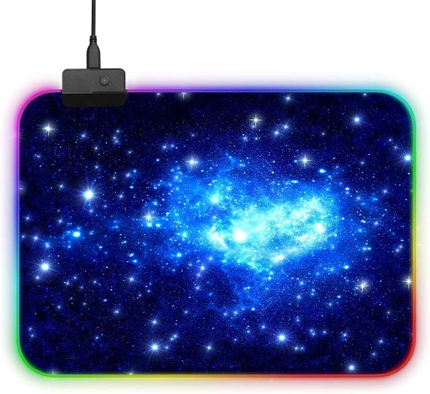 Gaming Mouse Pad RGB, LED Lighting Effects Gaming Mice Pad Mat 14in x 10in Non-Slip Rubber Base（Star Version）