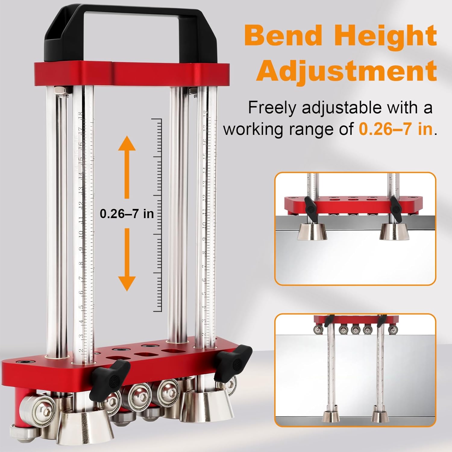 Sheet Metal Roller 2 Station Professional Metal Bender Tool for Roofing & Fabrication | 0-100° Adjustable Bending with Depth Gauge | Portable 7" Tool for 7mm-180mm Projects