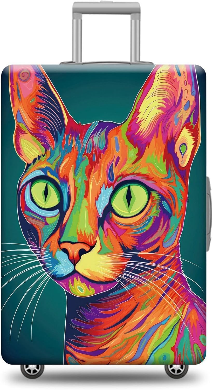 Personalized Luggage Cover Cute Abyssinian Cat Suitcase Protector Washable Elastic Baggage Cover For Pet Lovers Fits 18"-32" Luggage Style 1