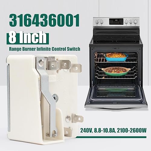 Miniatura 2 de 316436001 Range Surface Element Switch Reemplazo para Frigidaire 8 pulgadas estufa superficie quemador Infinite Switch Parts PS1145040 316021501