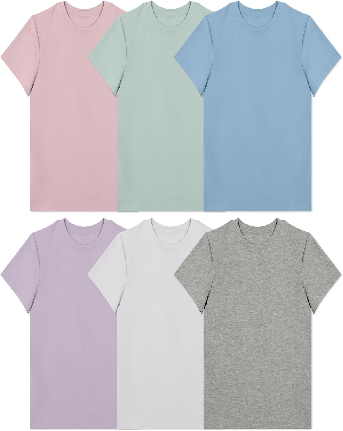 Haysandy 6 Pieces Women's Cotton Crew T Shirts Bulk Short Sleeve Lightweight Tees Mix Colors Clothes