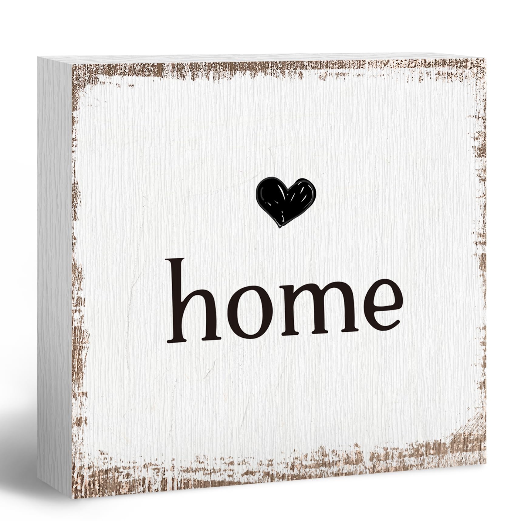 ANIANG Home Sign, Home Signs for House Decor, Welcome Sign, Rustic Farmhouse Desk Decor Wood Block Box Plaque for Living Room Wall Shelf, Housewarming