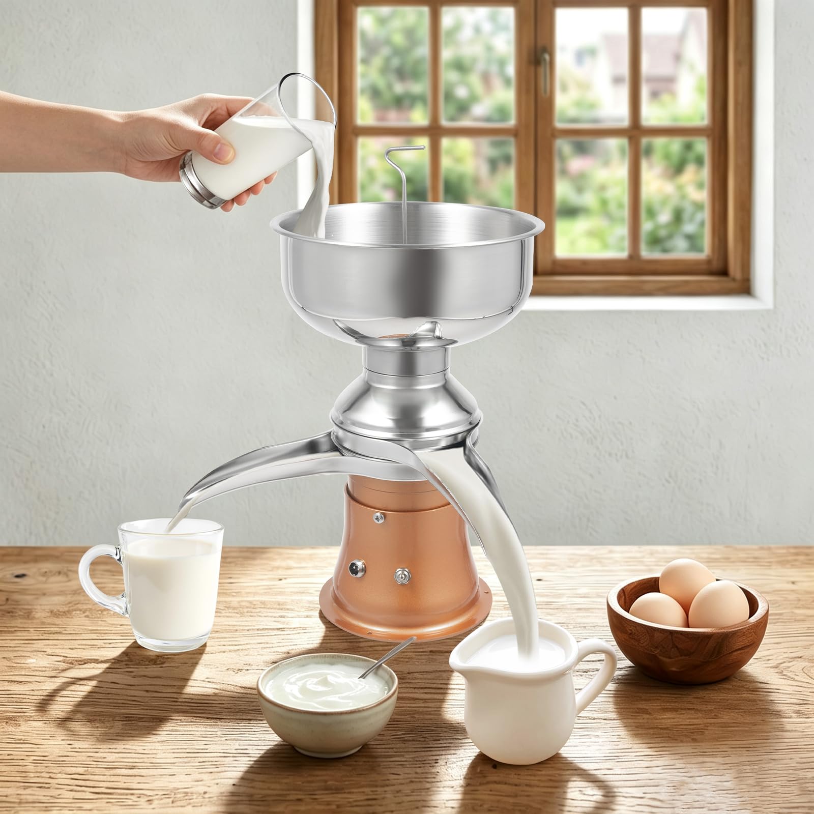 Centrifugadora de leche, 50 l/h, 9800-11000 rpm, 30 W, 4,2 L, depósito de leche de vaca | Separador eléctrico de centrífuga de leche 42L/h con regulación, contenido de grasa de leche desnatada 0,03%, 100-240V