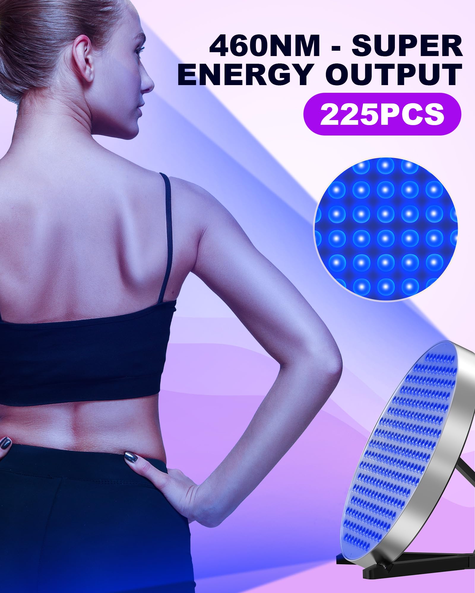 Solarium facial plegable 50 W 460 Nm soporte ajustable gancho colgar bronceador hogar cuerpo cara