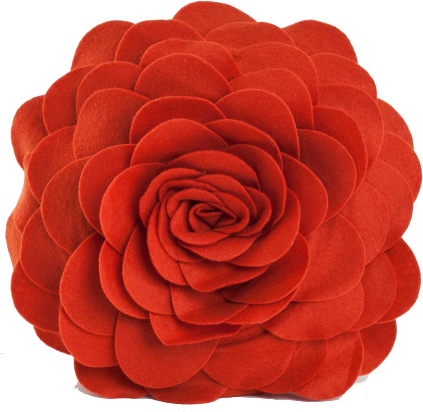 Wine Rose Petal Flower Decorative Felt Throw Pillow - Polyester Filling, 13" Round (1 Piece), 100% Polyester