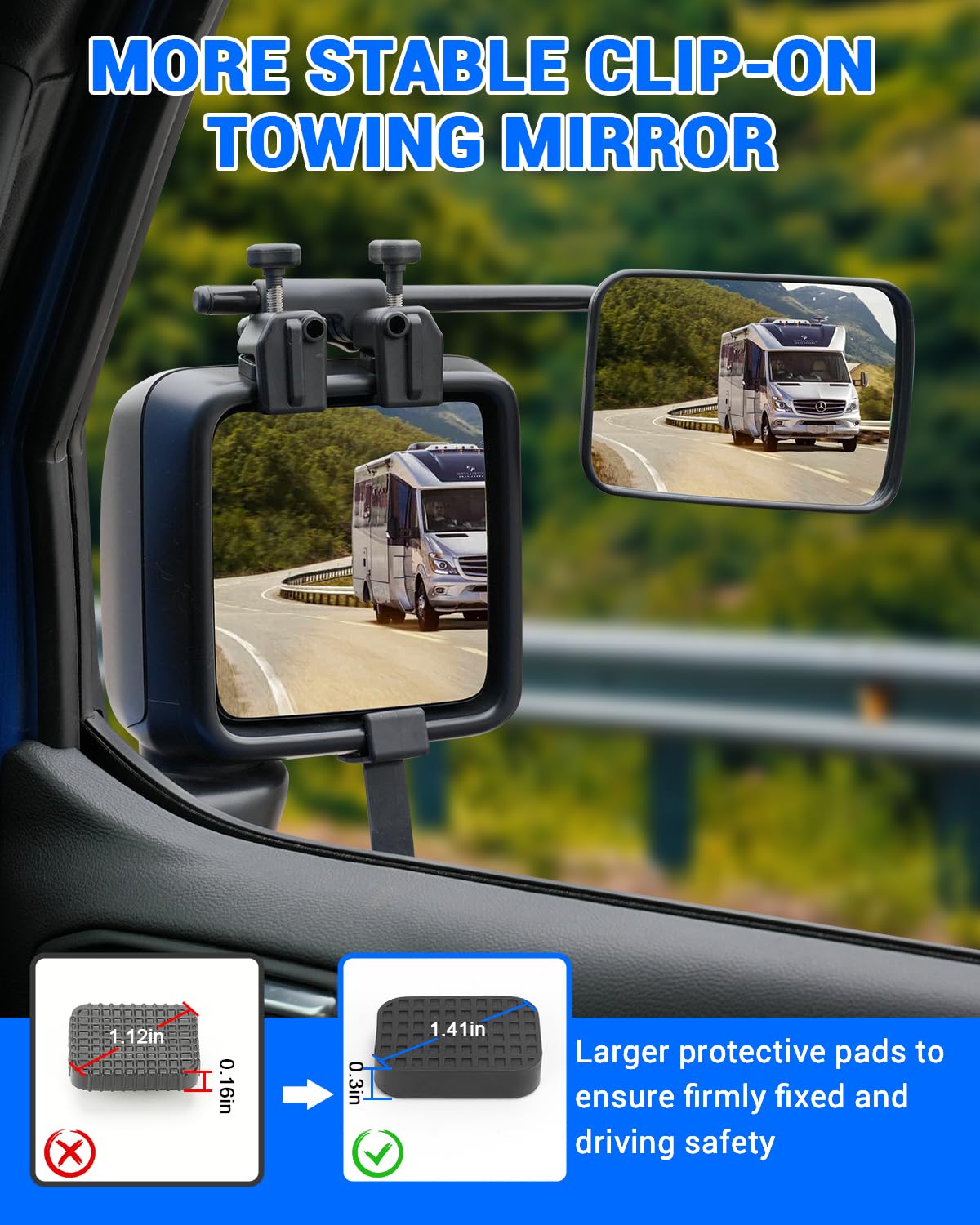 SUPAREE Specchietti Aggiuntivi Caravan Specchietti Retrovisori Caravan Specchietti Caravan Convesso con Adesivo Riflettente per traino roulotte camper per Tutti i Tipi Di Veicoli Comuni (2 Pezzi)