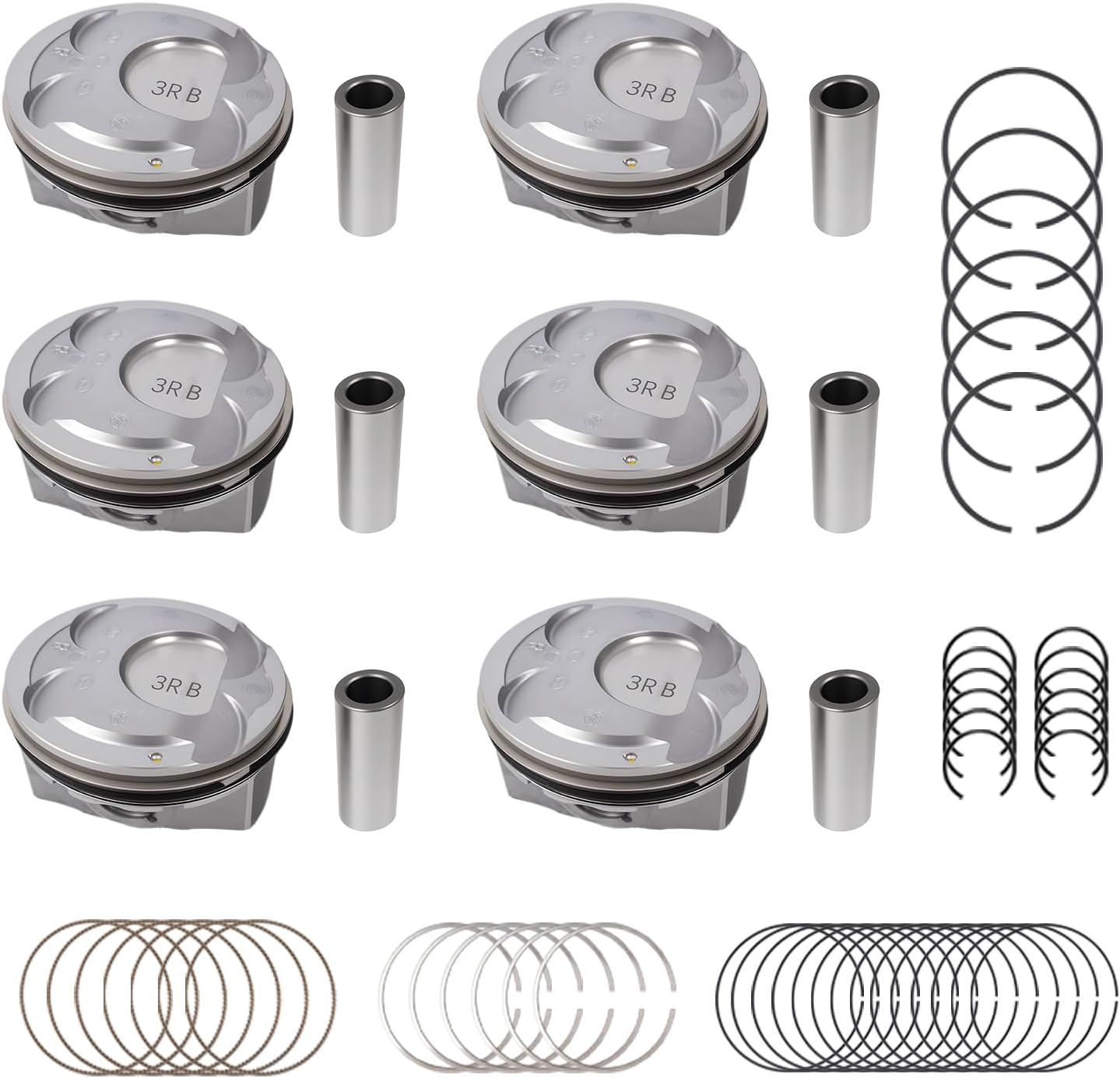 STD Engine Piston & Piston Ring Set 230413CFA0, Fit for 2011-2019 Kia Sorento/Sedona/Cadenza, for Hyundai Santa Fe/Azera 3.3L