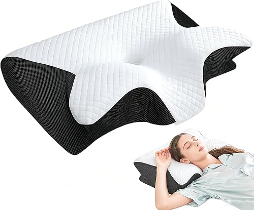 Oreiller Cervical Mémoire de Forme Papillon Ergonomique 8/12 cm， 