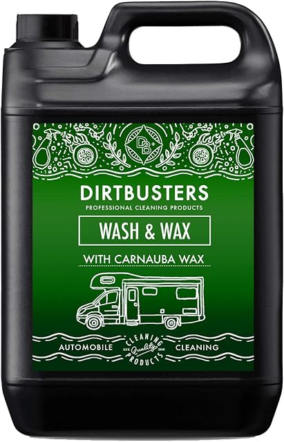 Dirtbusters Caravan Cleaner Car Wash & Wax, Concentrated Car Shampoo With Carnauba, For Exterior Clean Of All Motorhome, Campervan, Van, Static Home & Vehicles (5L)