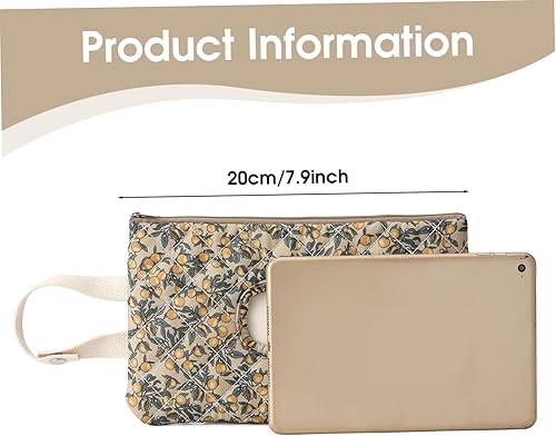 Miniatura 2 de Diaper and Wipes Pouch, Portable Refillable Floral Reusable Wipes Pouch Quilted Bag with Lanyard for Casual Travel, Quilted