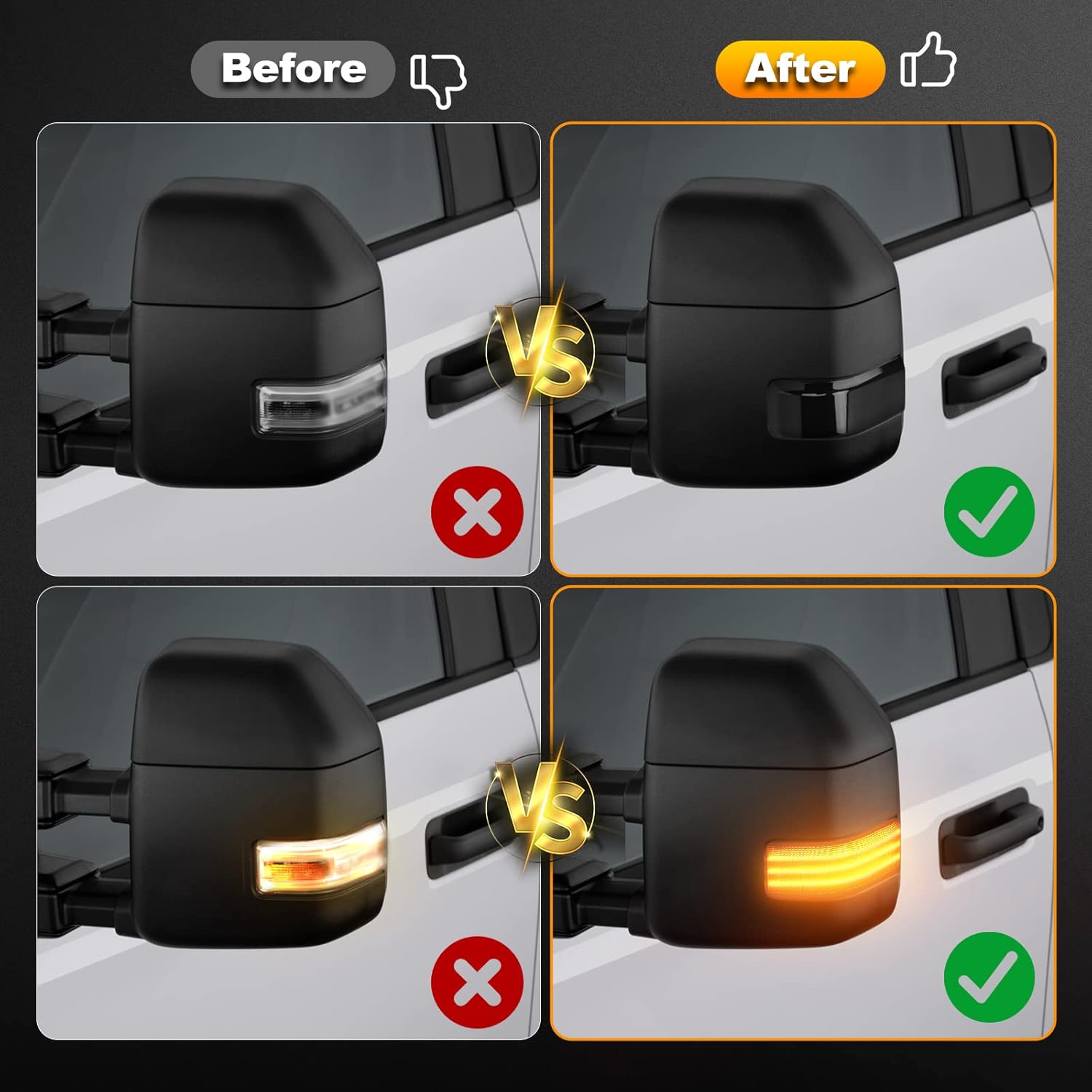 SUPAREE LED Sequential Switchback Side Mirror Marker Running & Turn Signal Light For 2017-2022 F150 F250 F350 F450 F550 Super Duty Running Light and Turn Signal Aftermarket Replacement