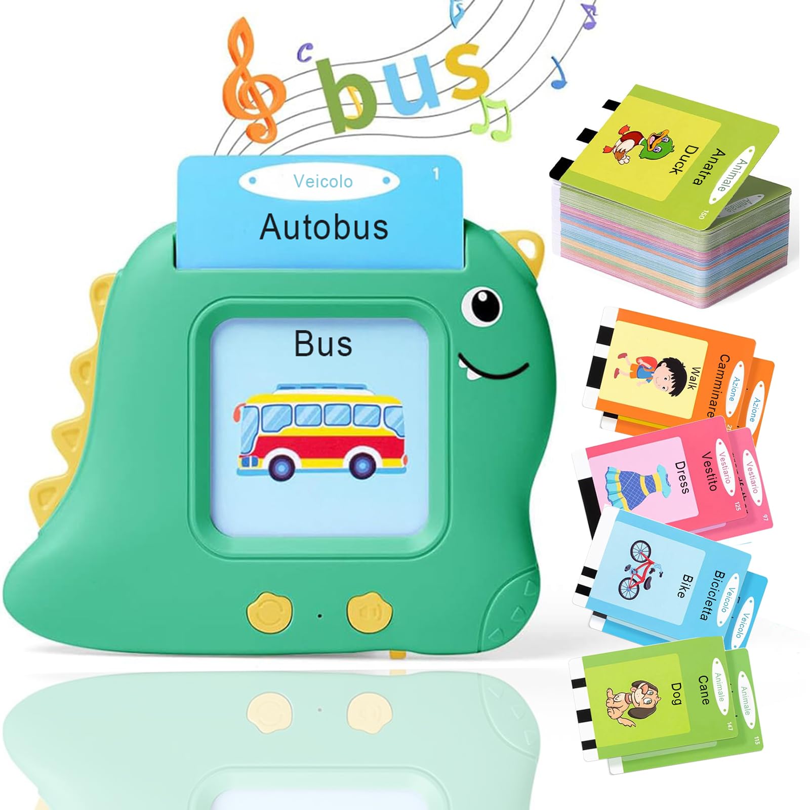 Felly Tarjetas Flash Parlantes En Italiano – 224 Palabras Con Sonidos Reales – Juguete Educativo Montessori Para Niños De 1 A 5 Años – Regalo En Rosa
