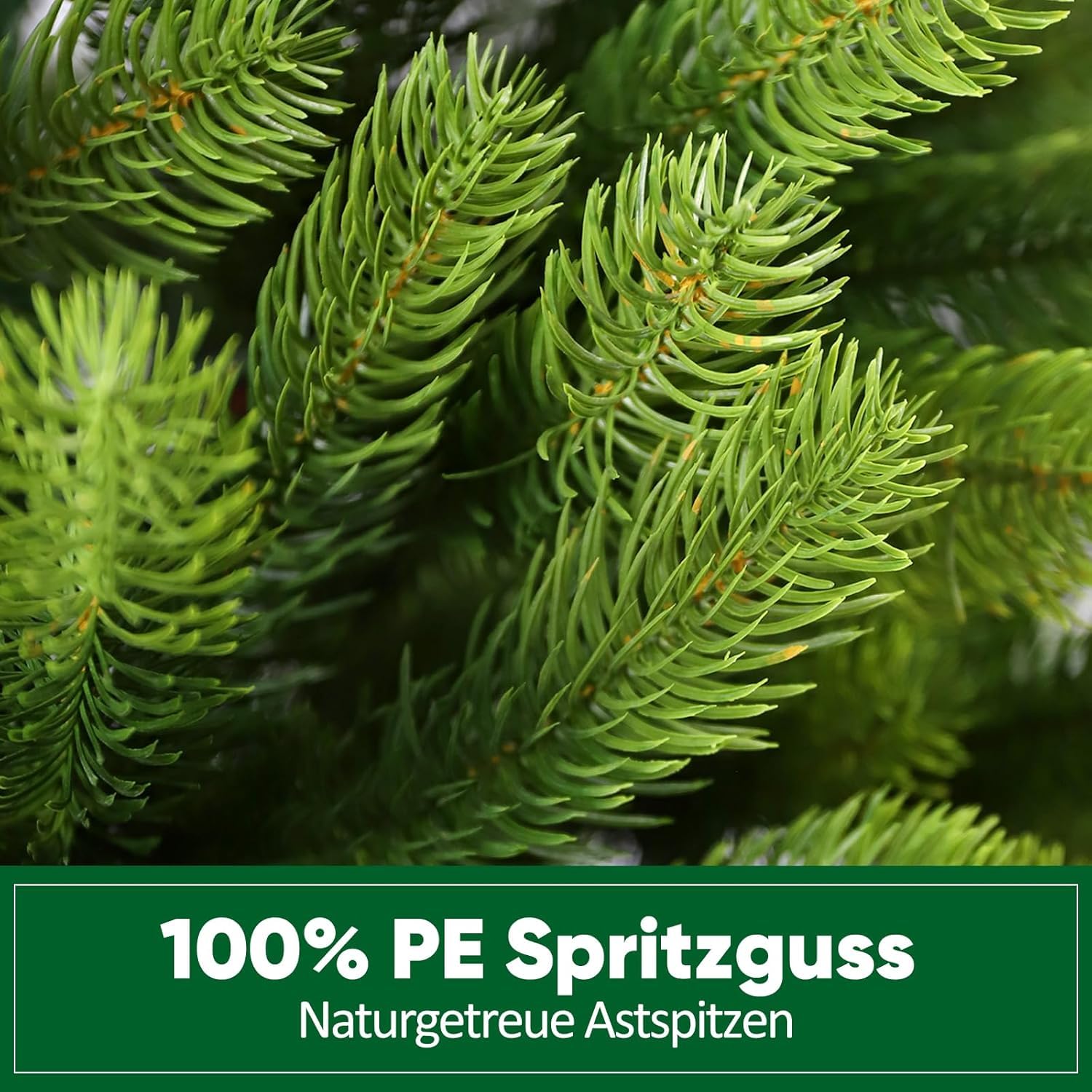 SALCAR Premium Kunst-Tannenbaum 150 cm – Vollständig aus PE – Runde, weiche Nadeln in Naturgrün – Hochwertiger Metallfuß – Edle Weihnachtsdekoration