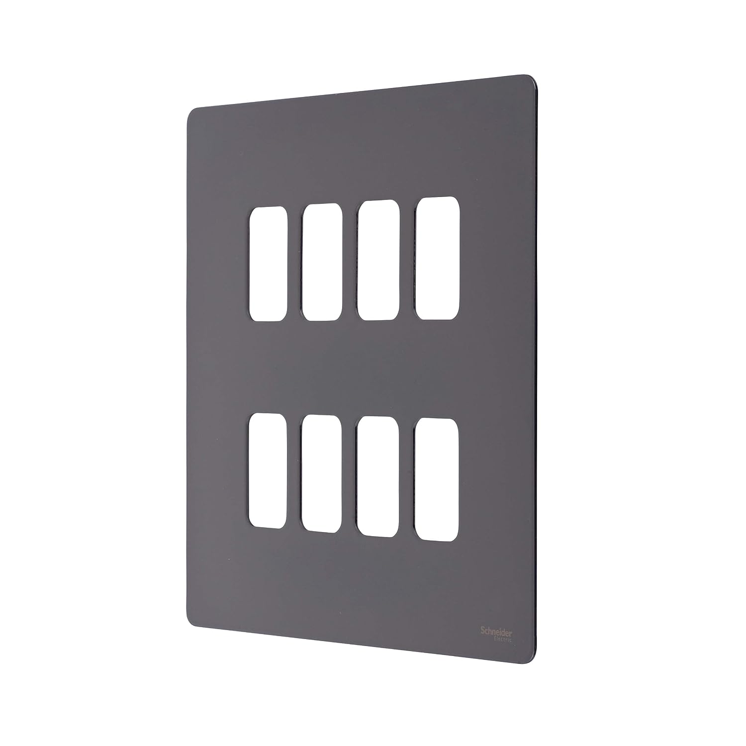 Schneider Electric Ultimate Screwless Flat Plate - 8 Gang Grid Faceplate, with Mounting Frame, GUGS08GBN, Black Nickel - Image 3
