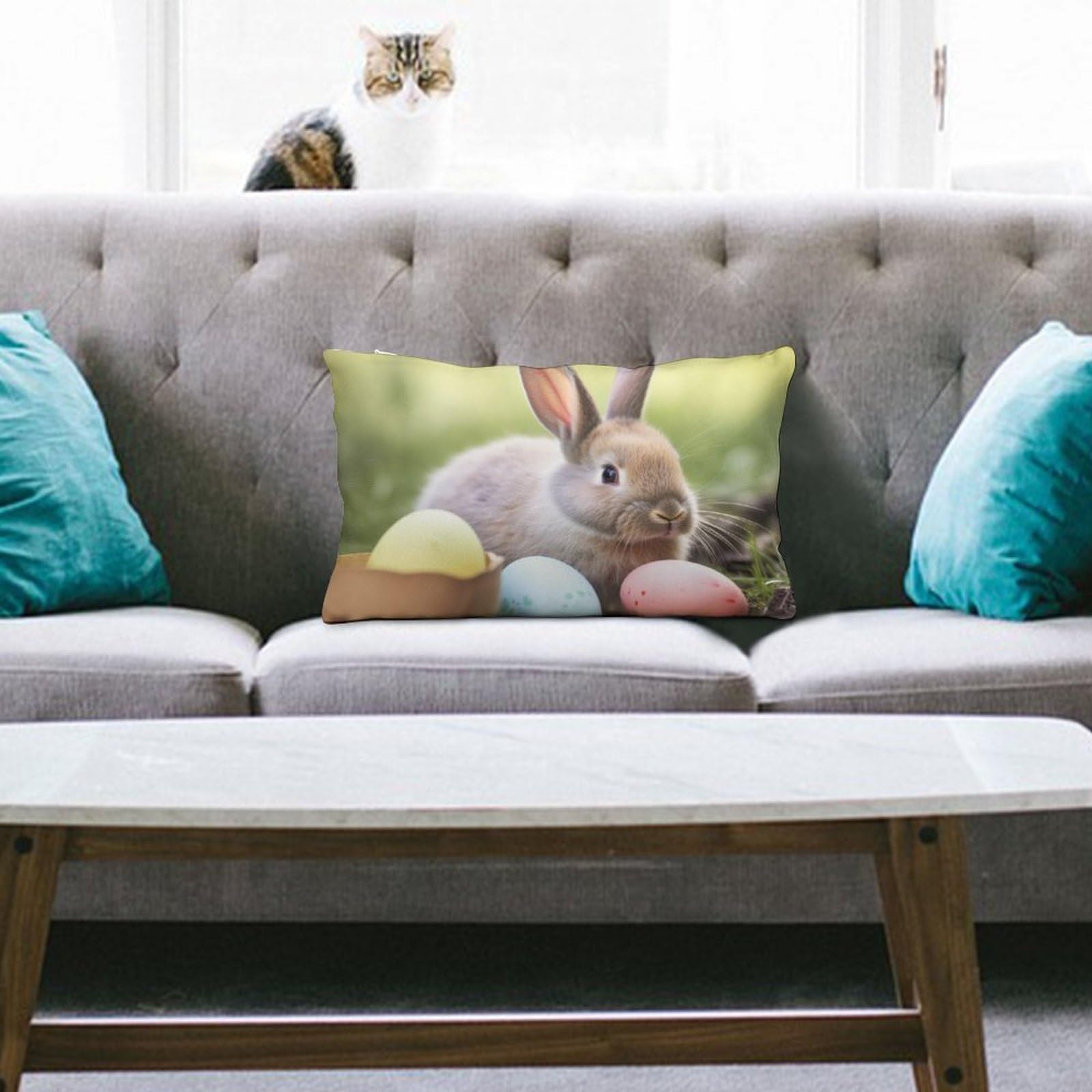 NTVOWPZO Decoration Throw Pillow Covers 8"x12" Pillowcases Covers Rabbits Eggs Soft Pillowcases Modern Farmhouse Home Decor Sofa Cushions Covers for Couch Bed Living Room