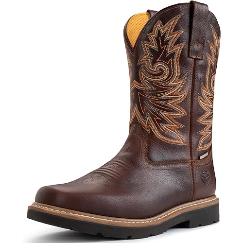 SUREWAY Square Toe Cowboy Boots for Men