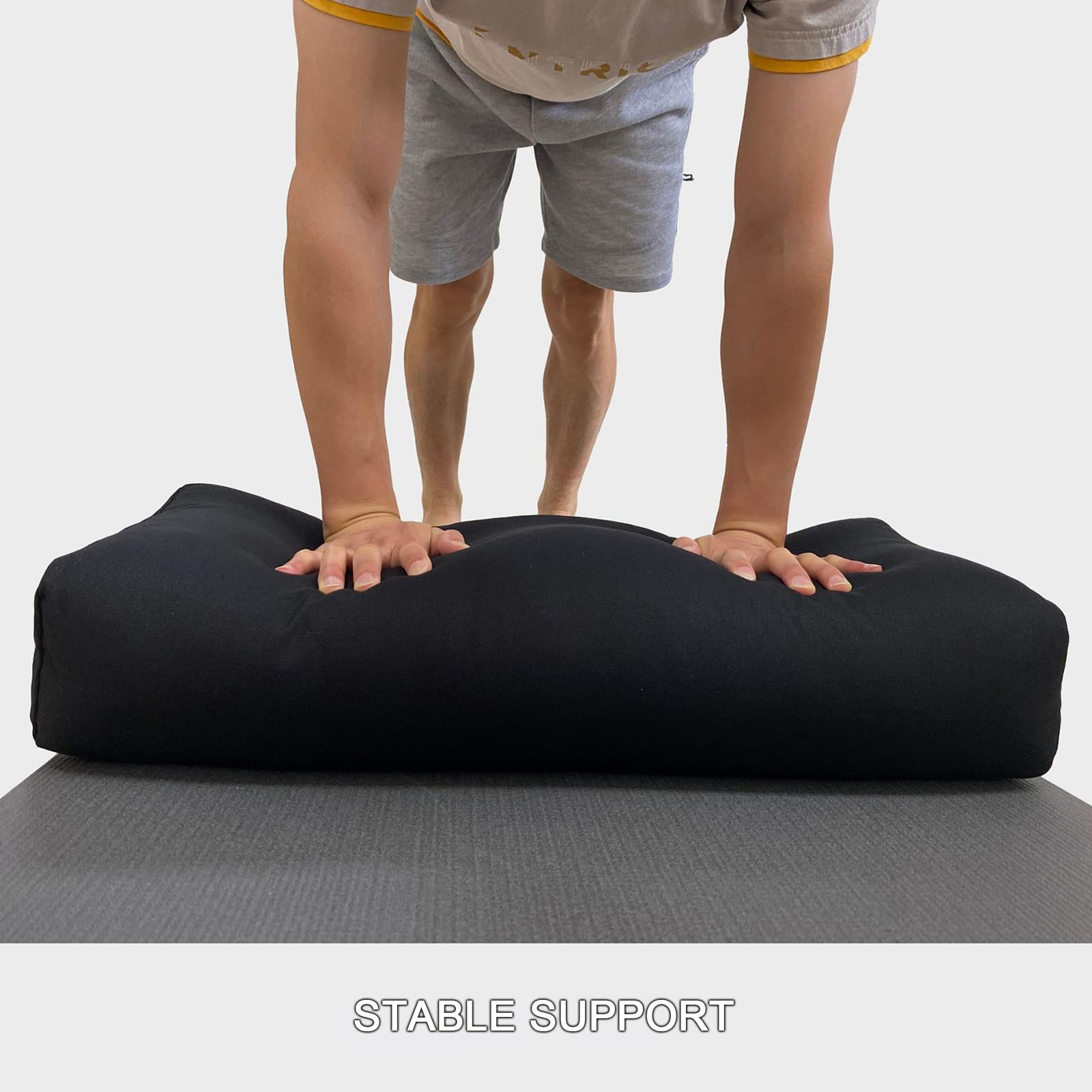 Almohada de Almohadilla de Yoga, Almohada de Soporte de Yoga versátil para Yoga y meditación restaurativa 100% Almohada de algodón Black Rectangle
